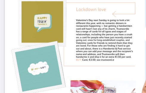 Trustwordie Valentine's cards make the Hotlist in Irish Independent Weekend magazine
