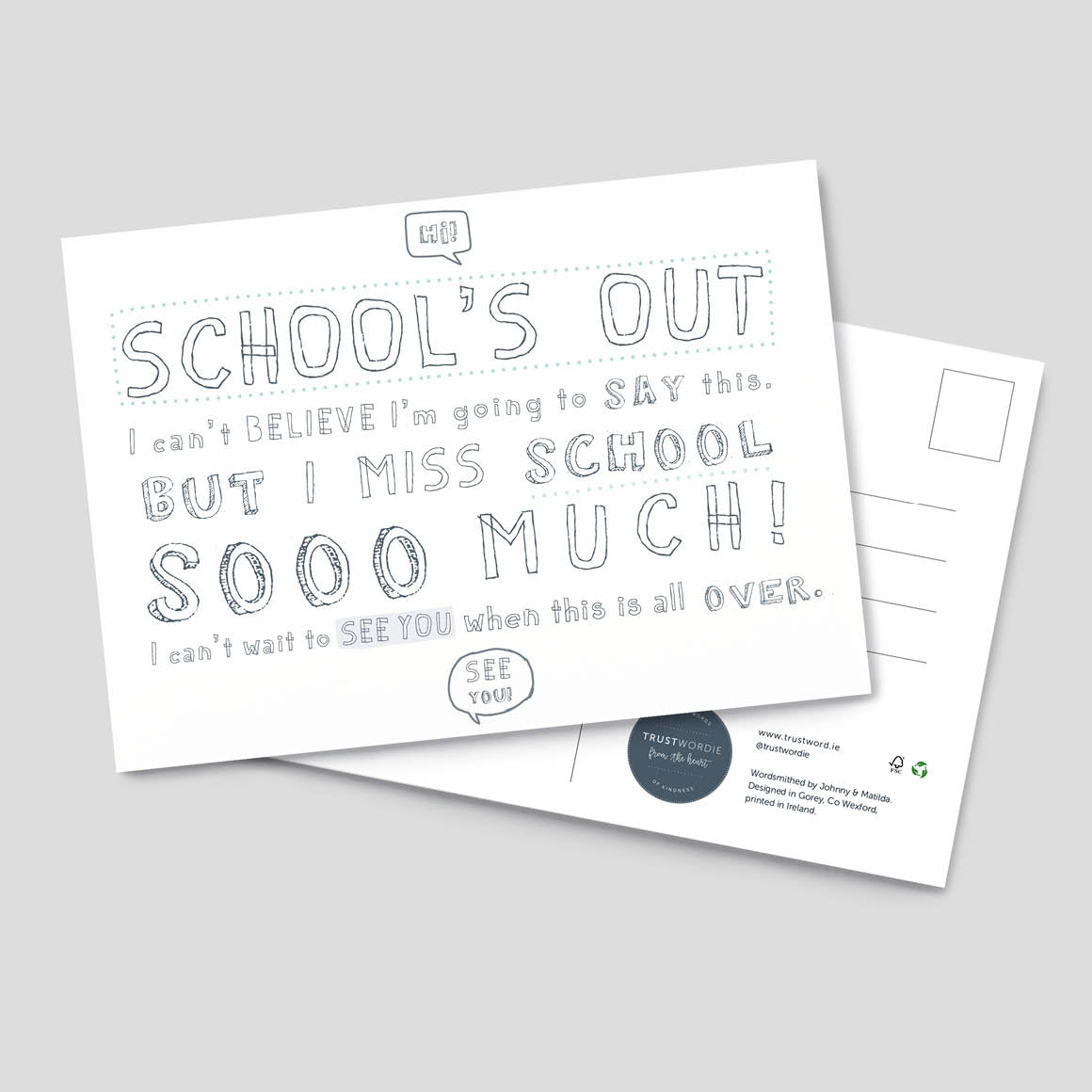 School’s Out Colour In Postcard - 4 pack