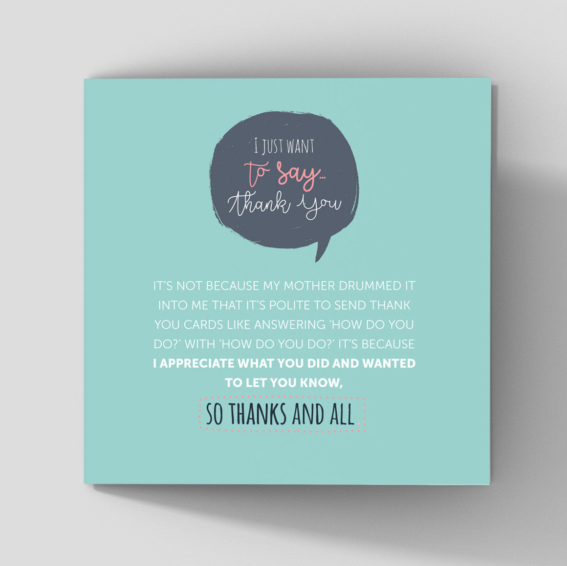 quirky thank you card mint background about showing appreciation