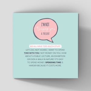 quirky birthday greeting card mint background about quality time